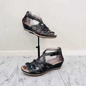Dansko Vivian Gladiator Wedge Sandals Black Women’s Size 7.5/38